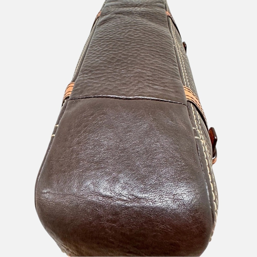 Coach Chelsea Tote Bag Chocolate Brown Pebbled Leather Tan Trim Y2K 12339 - Picture 14 of 16